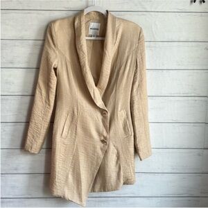 AKARISE Beige Metallic Asymmetric Blazer Dress